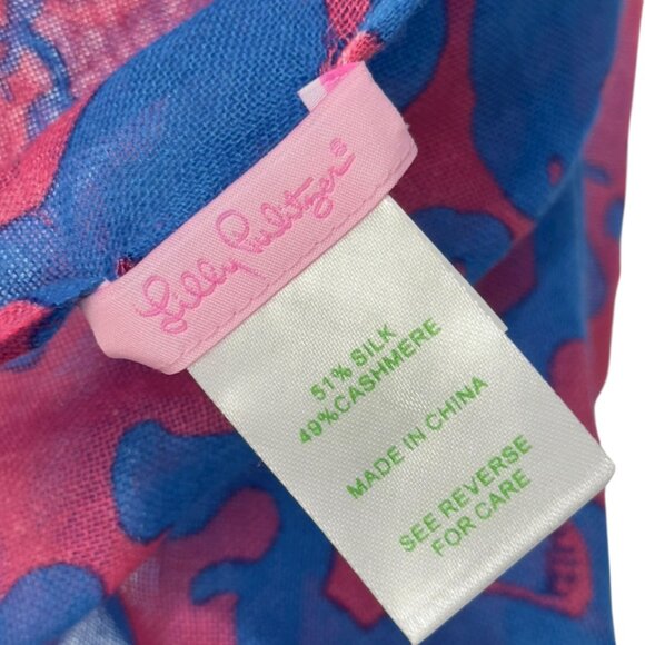 Lilly Pulitzer Silk&Cashmere Elephant Print Scarf  27''X74'' Multifuntional Wrap - Picture 2 of 12